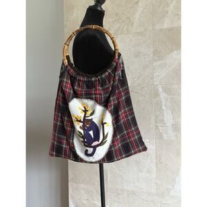 MayaBags Monkey Plaid Purse Bamboo Handle - Legendary Christmas Yankee Swap Gift